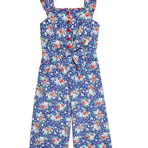 Ralph Lauren Blue Floral Sleeveless Jumpsuit kids size 14